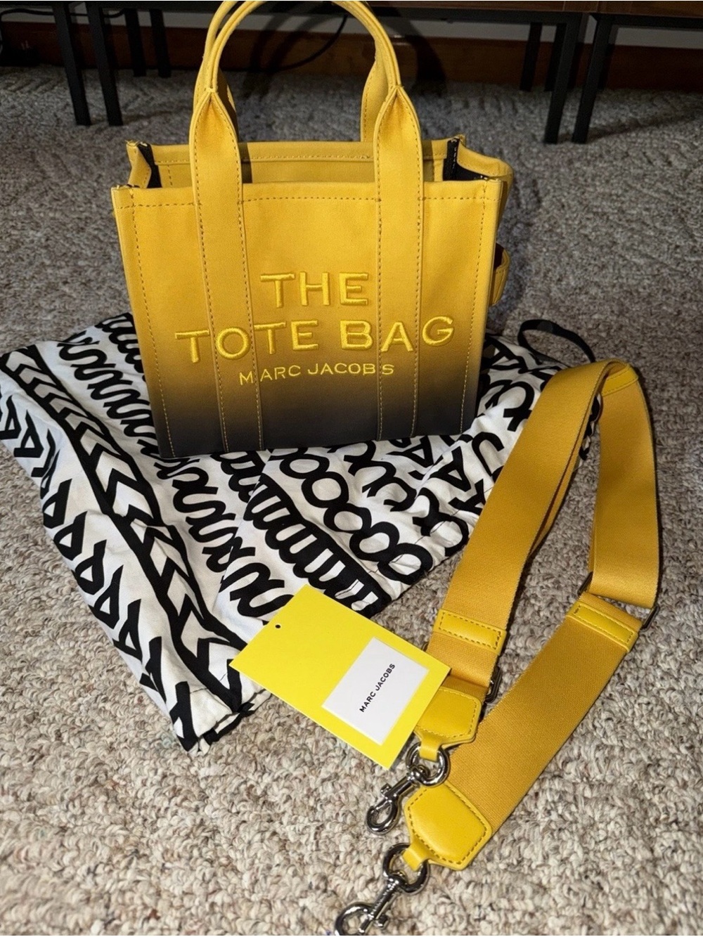 EUC Marc Jacobs The Tote Bag Yellow Black Gradient Ombre Small Tote